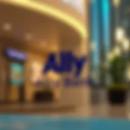 Ally Bank logo with checking account design elements