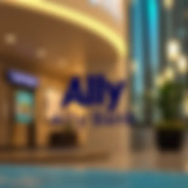 Ally Bank logo with checking account design elements