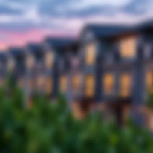 Modern Townhouse Community Overview Overview of a modern townhouse community