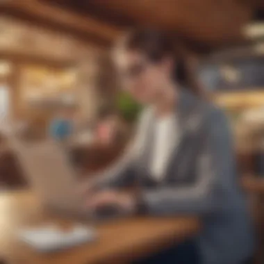 Informed Choices for Smart Travelers A traveler using a laptop to research credit card options at a cozy café