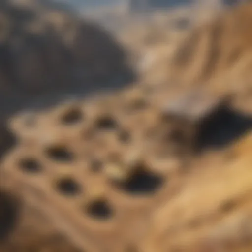 Aerial view of a gold mining site showcasing extensive operations