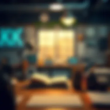 A digital marketing concept, with elements that illustrate promoting writing services online.