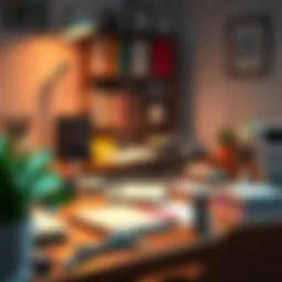 An engaging workspace with writing tools, showcasing creativity and productivity.