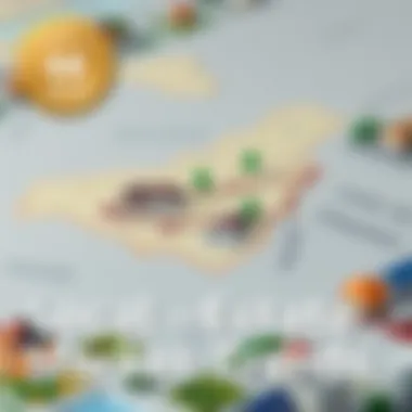 A map with highlighted areas indicating local real estate markets and trends