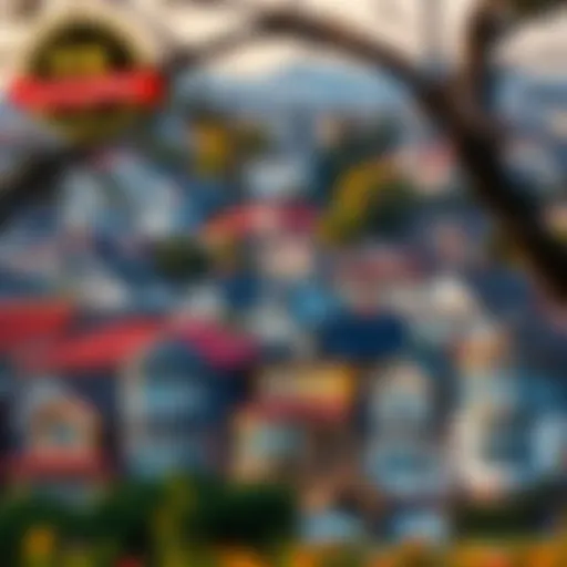 Scenic view of a diverse neighborhood showcasing various architectural styles