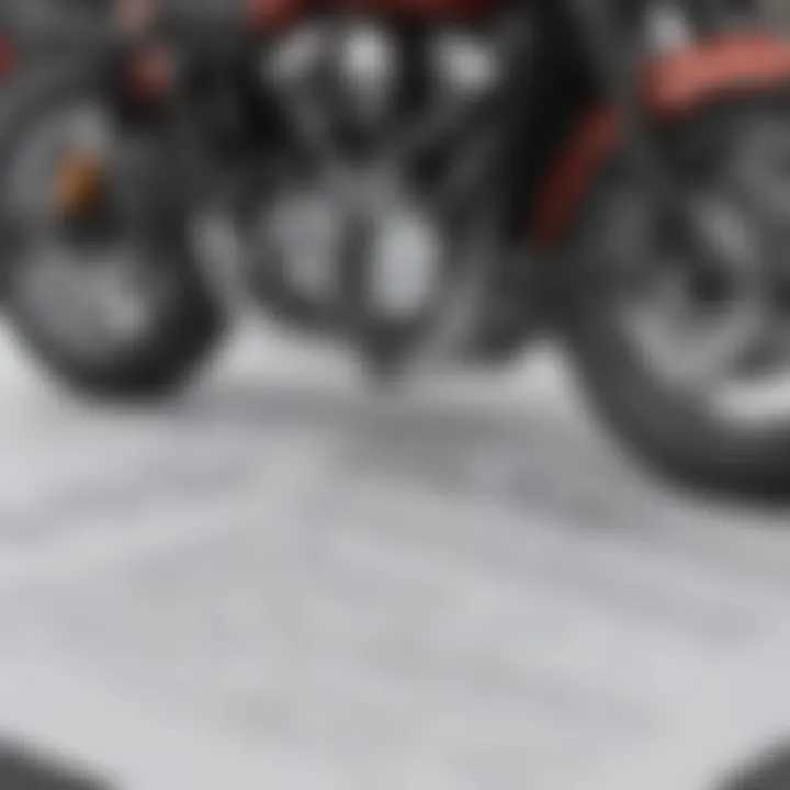 Close-up of a motorcycle loan document