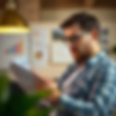 A thoughtful individual analyzing loan statements