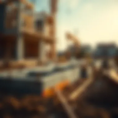 Construction site with foundations laid