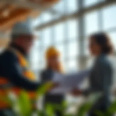 Home builder discussing plans with a lender